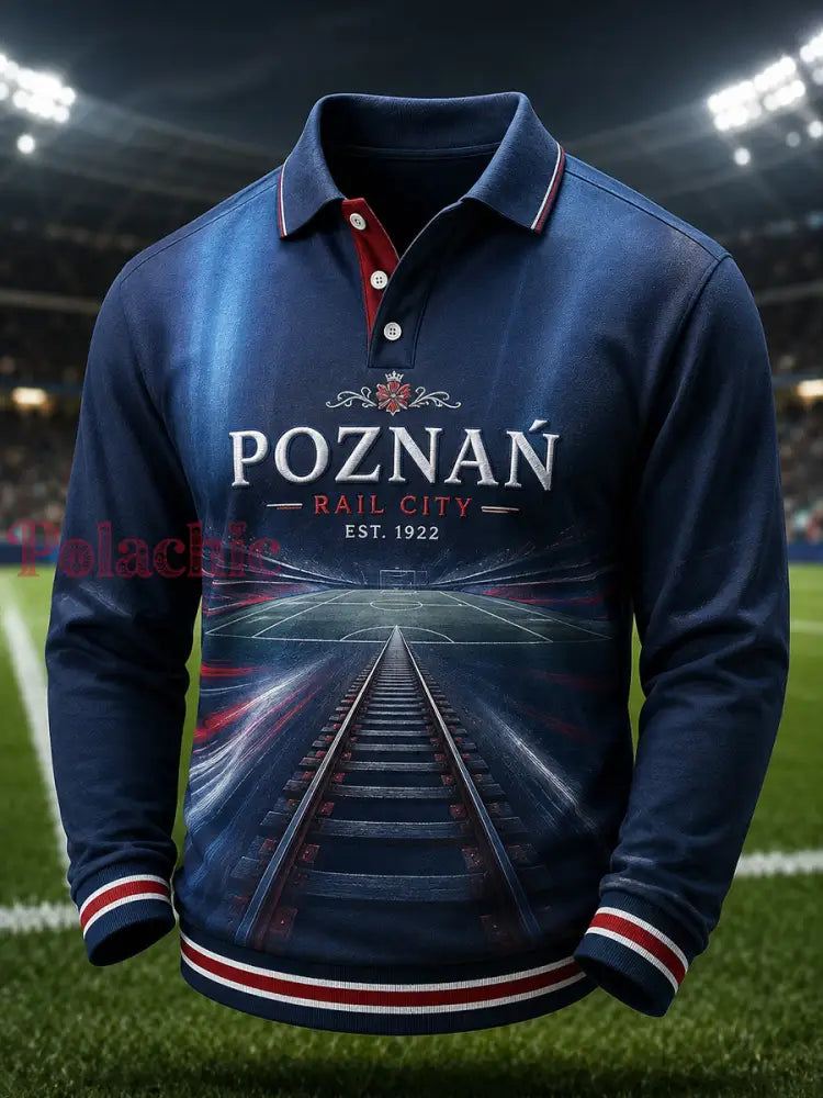 Retro POZNAŃ Koszulka polo w klasycznym stylu piłkarskim - Jak na zdjęciu / S