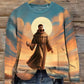 Rétro St Francis Assise Art Print Mode Col Rond Pull Haut À Manches Longues