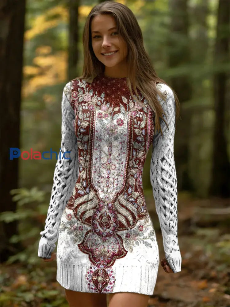 Robe classique à imprimé floral pour femmes Blanc / S