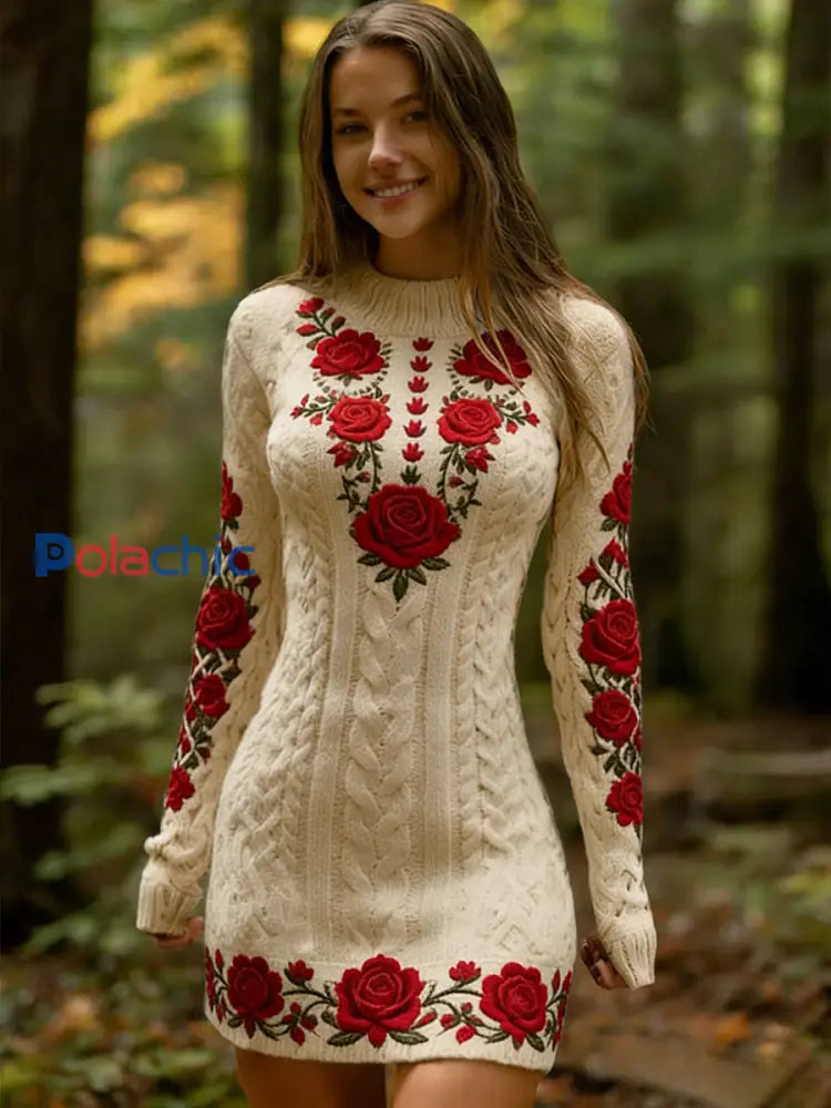 Robe confortable et élégante à imprimé floral de style ethnique vintage pour femmes A / S