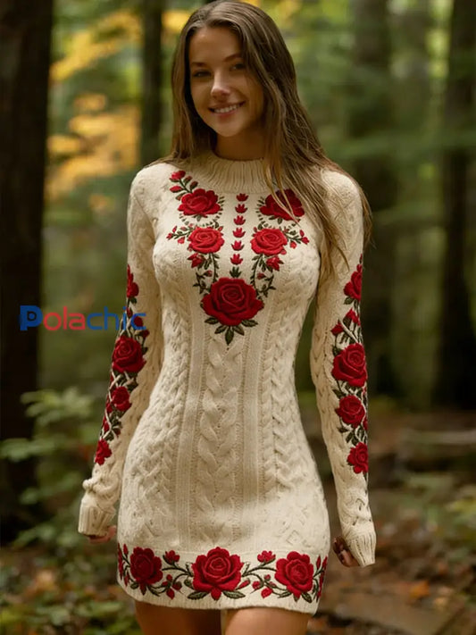 Robe confortable et élégante à imprimé floral de style ethnique vintage pour femmes A / S