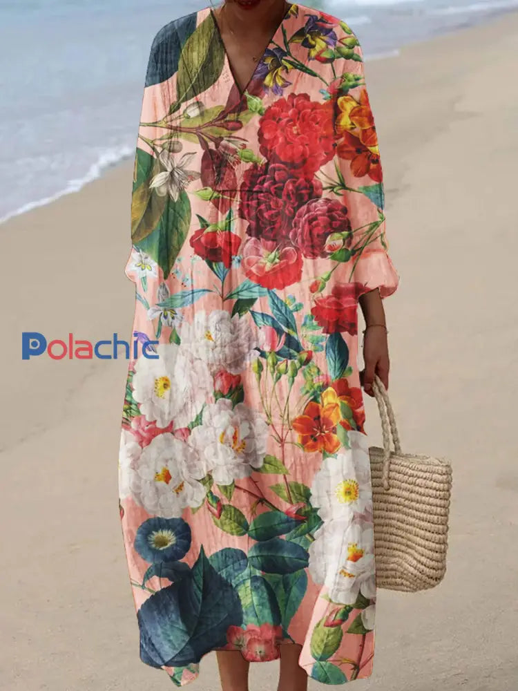 Robe en coton imprimé floral vintage pour femmes Jacinthe / S