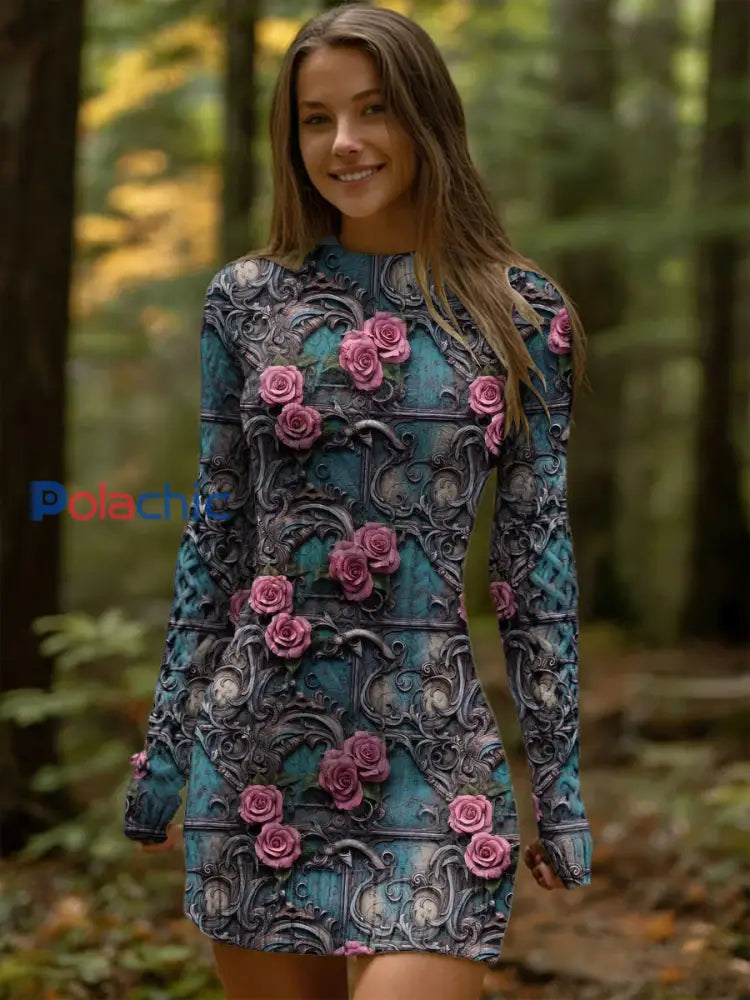 Robe Femme À Imprimé Floral De Style Gothique Multicolore / S