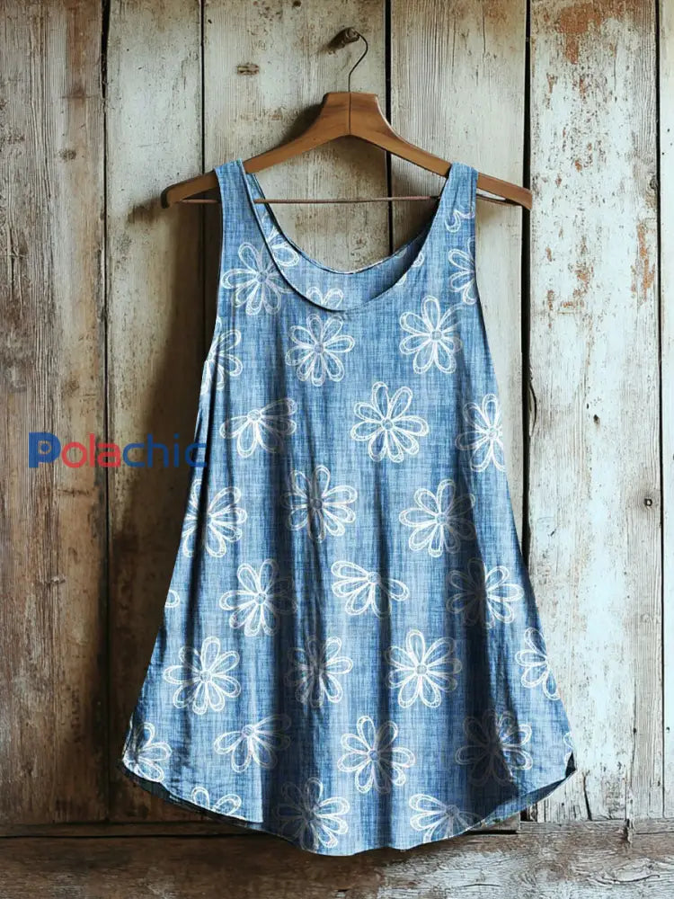 Robe femme botanique florale en coton et lin comme image / S