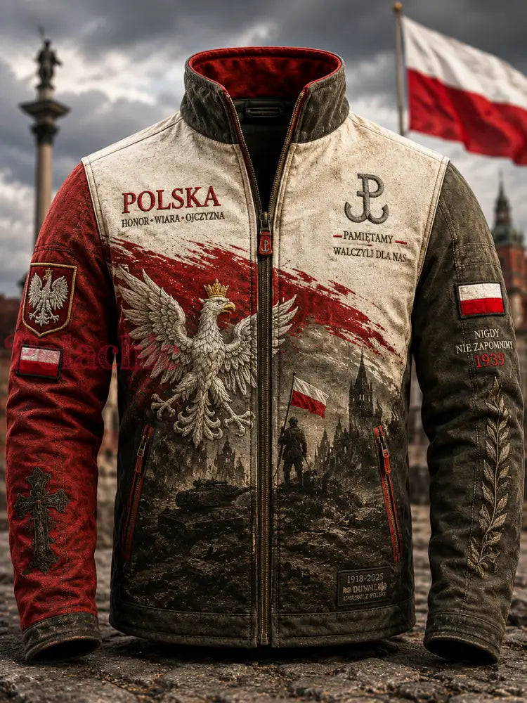 Rocznicowa polska kurtka patriotyczna pamiątkowa na co dzień - Jak na zdjęciu / S