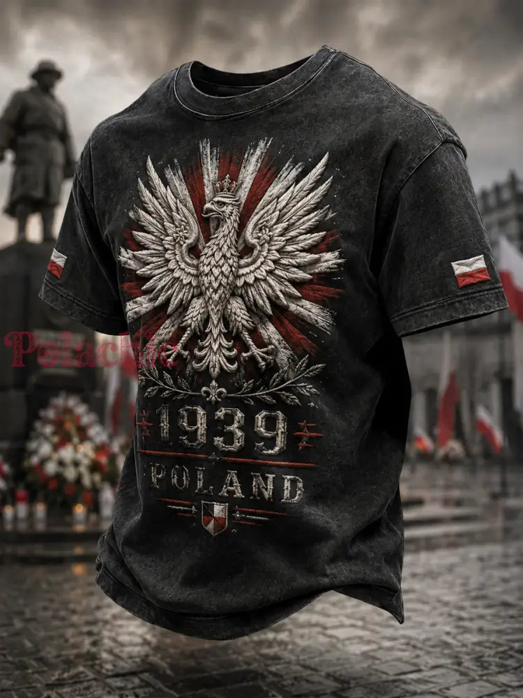 Rocznikowa polska koszulka pamiątkowa z orłem dla weteranów typu casual rok 1939 - Jak na zdjęciu / S