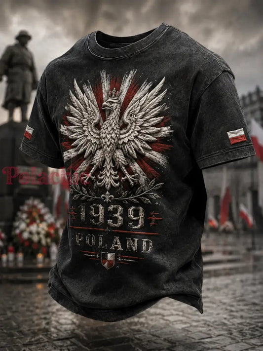 Rocznikowa polska koszulka pamiątkowa z orłem dla weteranów typu casual rok 1939 - Jak na zdjęciu / S