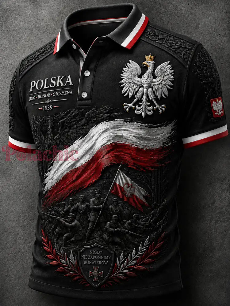 Rocznikowy polski emblemat orła pamiątkowa koszulka polo na co dzień - Jak na zdjęciu / S