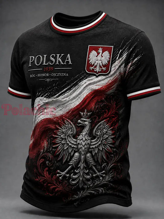 Rocznikowy polski emblemat orła pamiątkowy t-shirt wojenny - Jak na zdjęciu / S