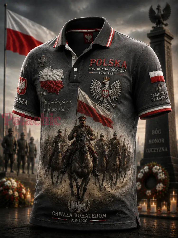 Rocznikowy polski koszulowy polo z motywem orła patriotyczna koszulka pamiątkowa - Jak na zdjęciu / S