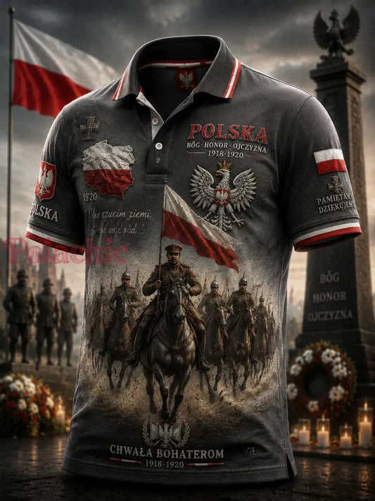 Rocznikowy polski koszulowy polo z motywem orła patriotyczna koszulka pamiątkowa - Jak na zdjęciu / S