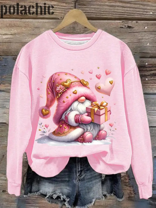 Saint-Valentin Cadeau Art Imprimé Col Rond Pull Loose À Manches Longues Sweatshirt A / S