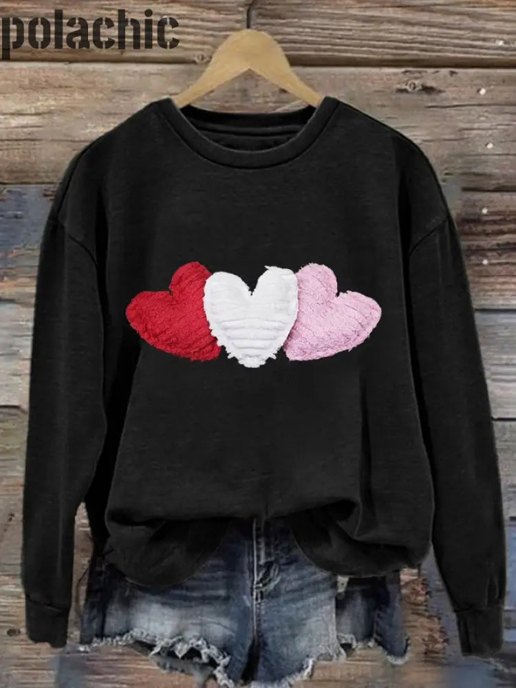 Saint-Valentin Mignon Tissu Amour Imprimé Col Rond Pull Loose Sweat À Manches Longues A / S