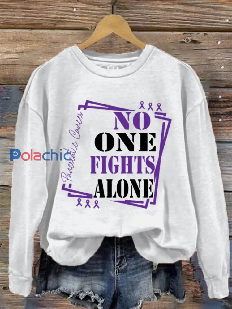 Sensibilisation au cancer du pancréas des femmes Imprimer Sweatshirt Blanc / S
