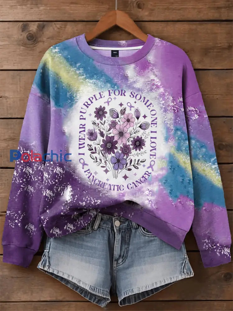 Sensibilisation au cancer du pancréas des femmes Imprimer Sweatshirt comme image / S