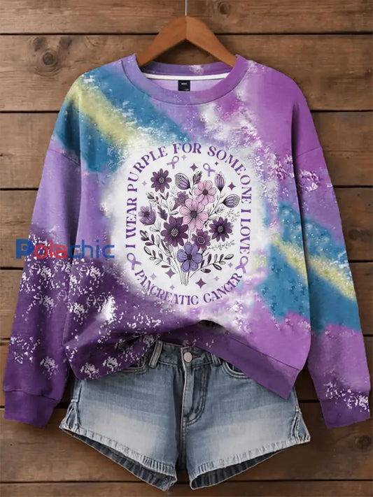 Sensibilisation au cancer du pancréas des femmes Imprimer Sweatshirt comme image / S