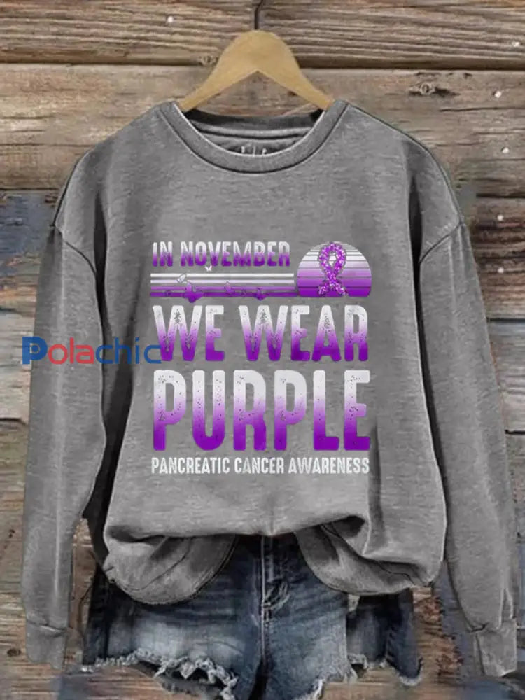 Sensibilisation au cancer du pancréas des femmes Imprimer Sweatshirt Gris clair / S