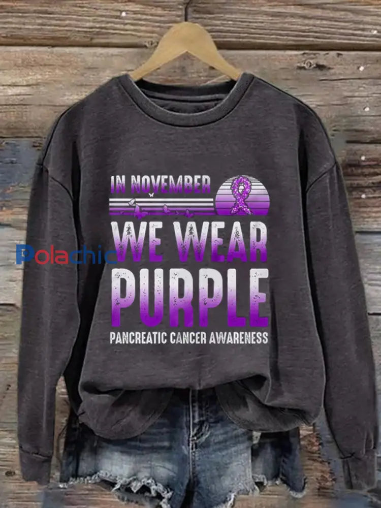 Sensibilisation au cancer du pancréas des femmes Imprimer Sweatshirt Gris foncé / S