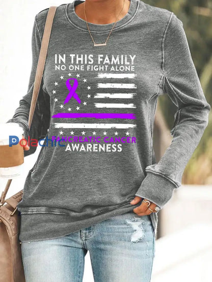 Sensibilisation au cancer du pancréas des femmes Imprimer Sweatshirt Gris / S