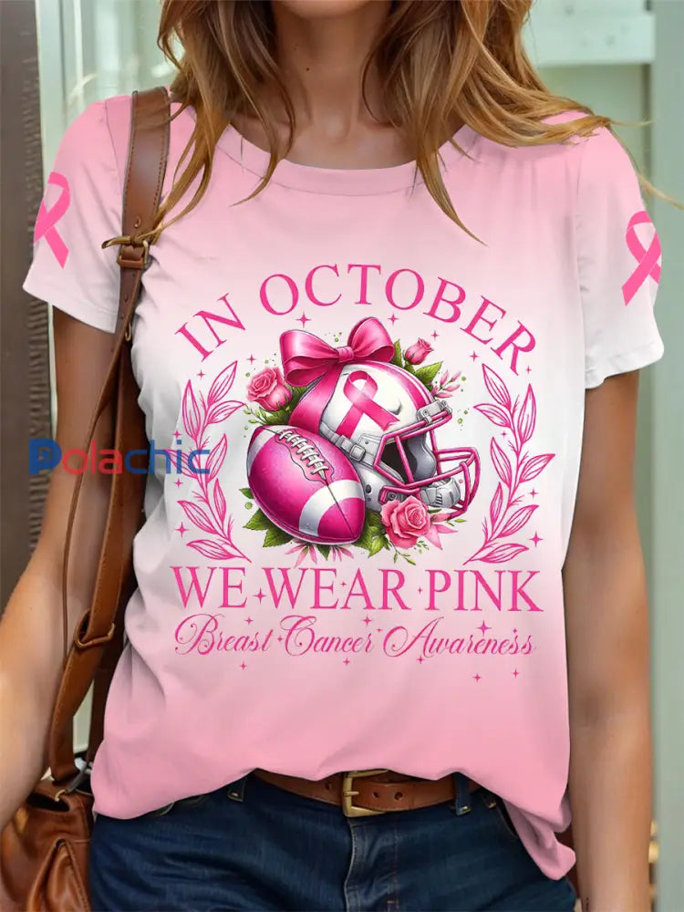 Sensibilisation au cancer du sein chez les femmes En septembre nous portons des T-shirts de football roses Rose / S