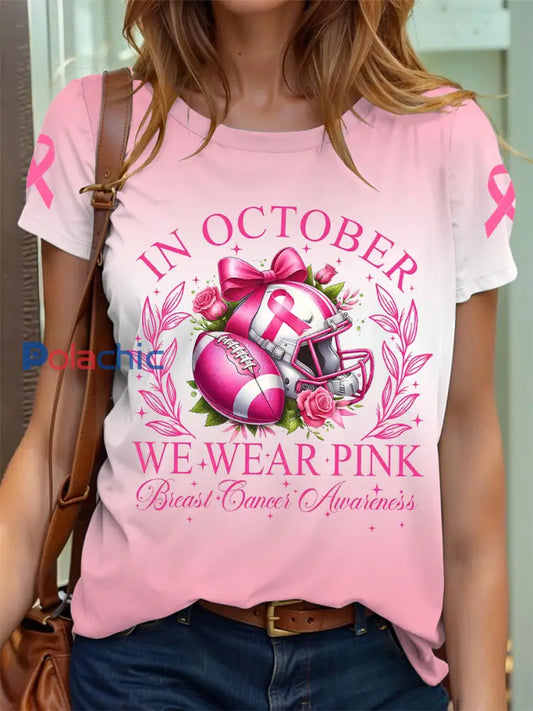 Sensibilisation au cancer du sein chez les femmes En septembre nous portons des T-shirts de football roses Rose / S