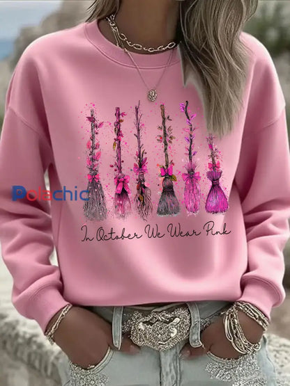 Sensibilisation au cancer du sein des femmes en octobre Nous portons un sweat shirt décontracté imprimé rose Rose / S