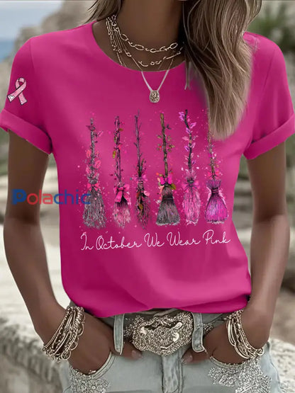Sensibilisation au cancer du sein des femmes en octobre nous portons un t shirt décontracté imprimé rose Rose Rouge / S