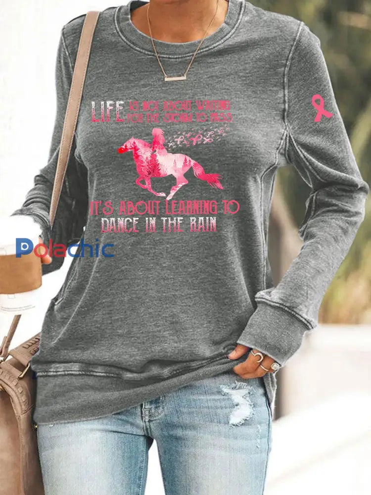 Sensibilisation au cancer du sein des femmes Imprimer Sweat shirt décontracté Gris / S