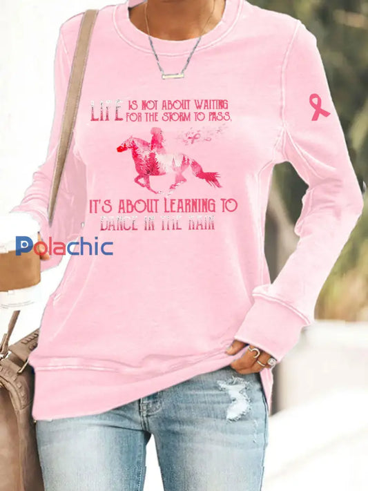 Sensibilisation au cancer du sein des femmes Imprimer Sweat shirt décontracté Rose / S