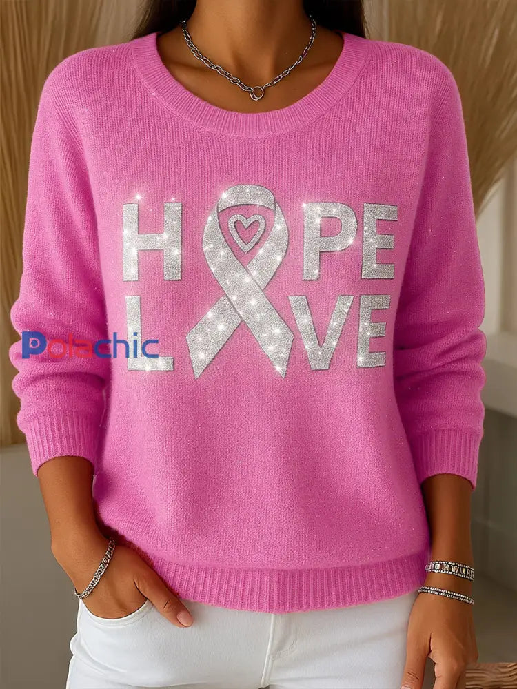 Sensibilisation au cancer du sein pour femmes Hope Love Tops rose / S