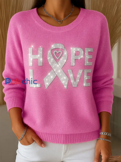 Sensibilisation au cancer du sein pour femmes Hope Love Tops rose / S