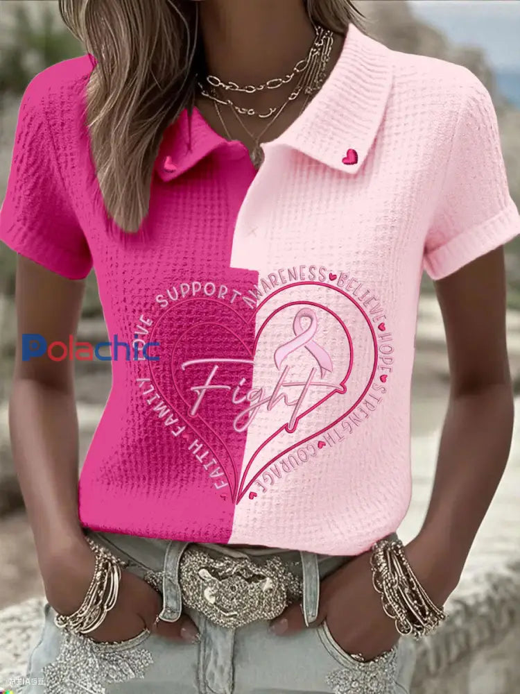 Sensibilisation au cancer du sein pour femmes Lutte Espoir Soutien Believe Tops Rose / S