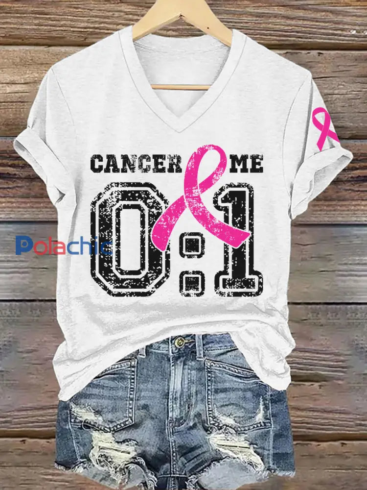 Sensibilisation au cancer du sein Survivor T-shirt imprimé femmes Blanc / S