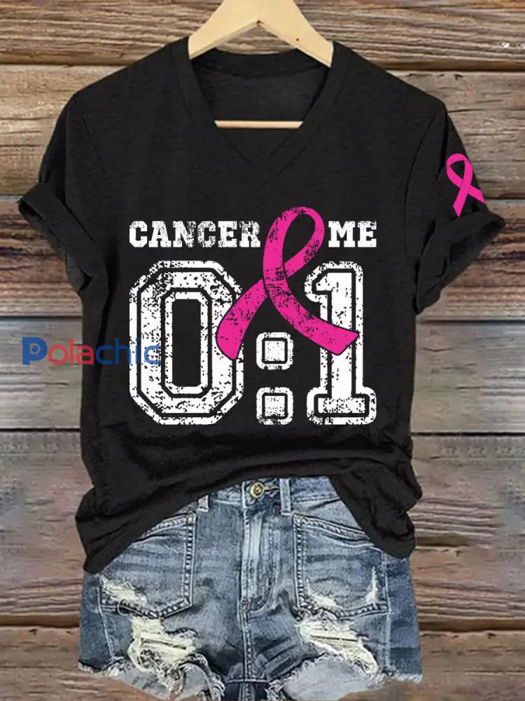 Sensibilisation au cancer du sein Survivor T-shirt imprimé femmes Noir / S