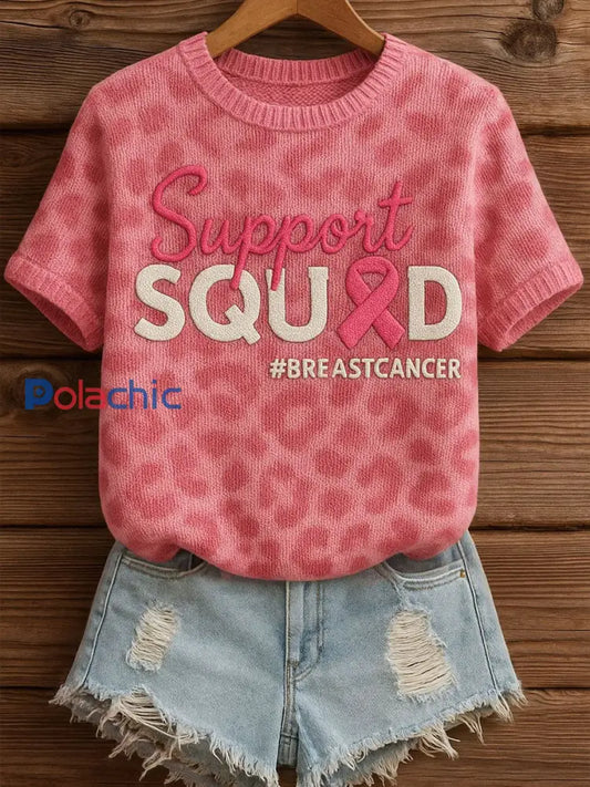 Sensibilisation au cancer du sein T-shirt décontracté à imprimé ruban rose pour femmes Rose / S