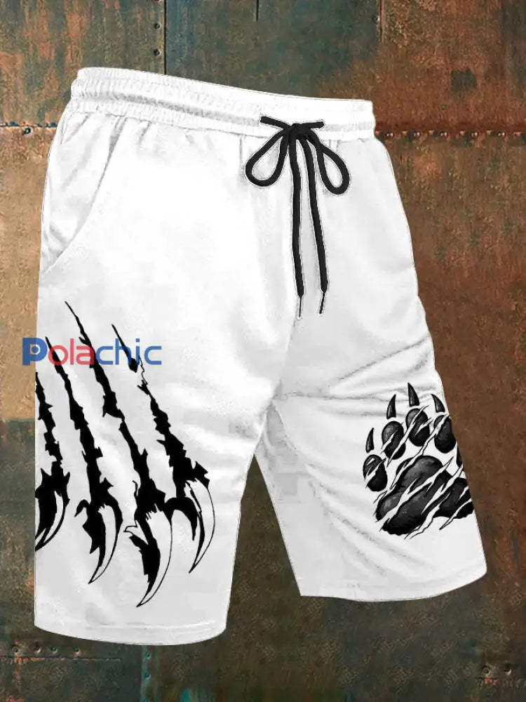 Short décontracté à griffe de griffe de loup pour hommes Blanc / S