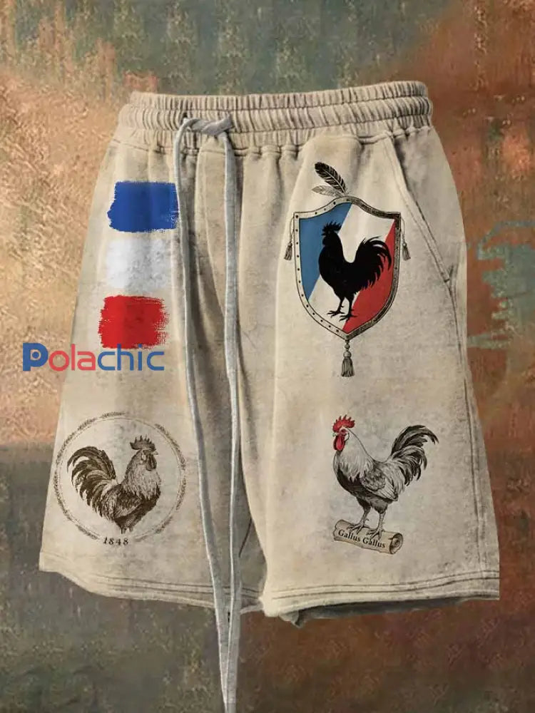 Short Décontracté À Imprimé Français Vintage comme image / S