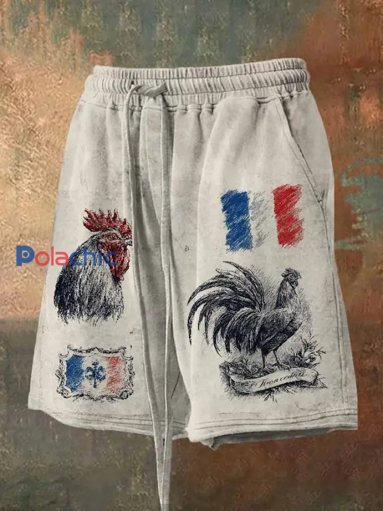 Short Décontracté À Imprimé Français Vintage comme image / S