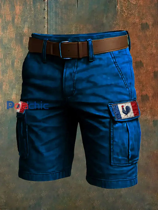 Short Drapeau Français Le Coq Gaulois pour homme Bleu / S