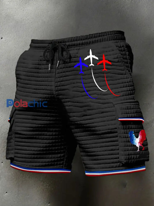 Short Homme Bleu Blanc Rouge Plaid Noir / S