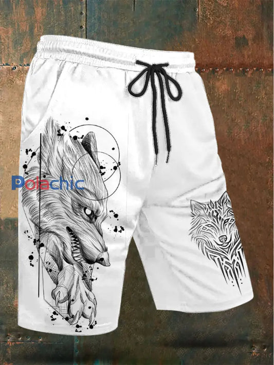 Short imprimé Wolf Culture pour homme Blanc / S
