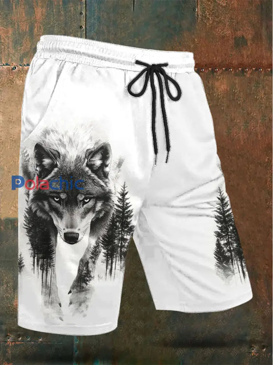 Short imprimé Wolf Culture pour homme Blanc / S