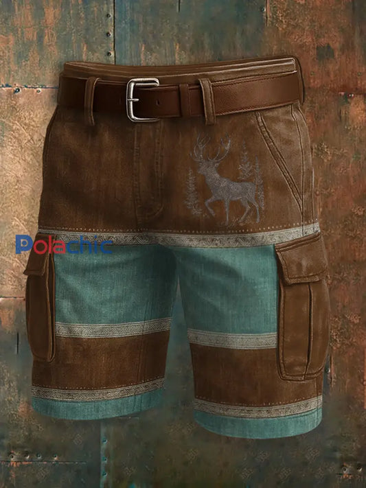 Shorts décontractés Western Retro Graphic Print Homme comme image / S