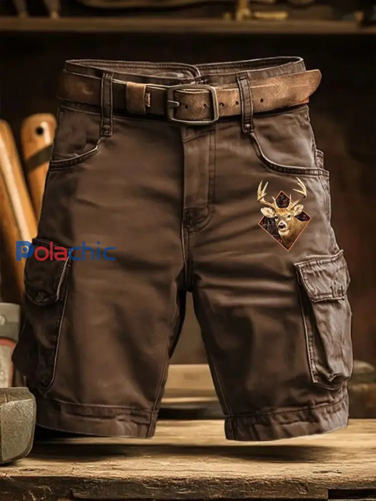 Shorts Vintage Western Elk Homme Brun Foncé / S