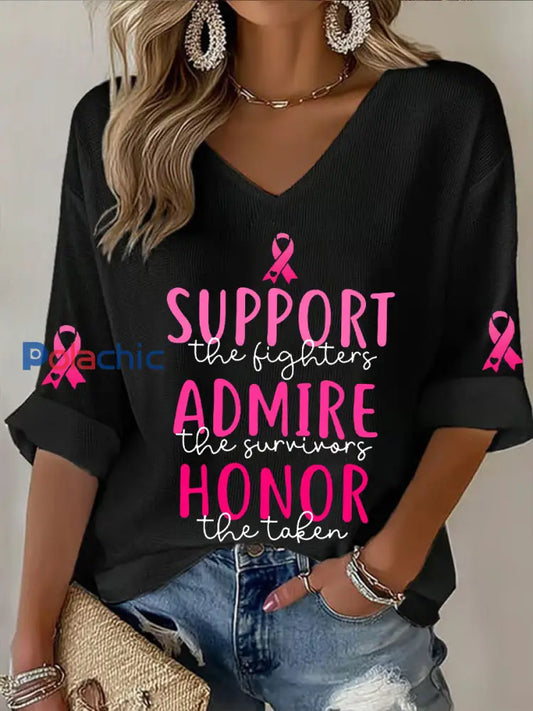 Soutien de la sensibilisation au cancer du sein des femmes Les combattants admirent les survivants honorent le T shirt