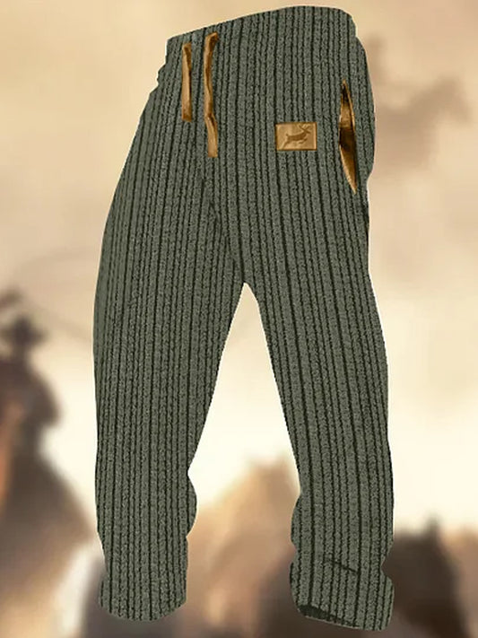 Rétro Cowboy Texture Motif Imprimer Western Village Chasse Logo Rayé Pantalon de Survêtement Décontracté