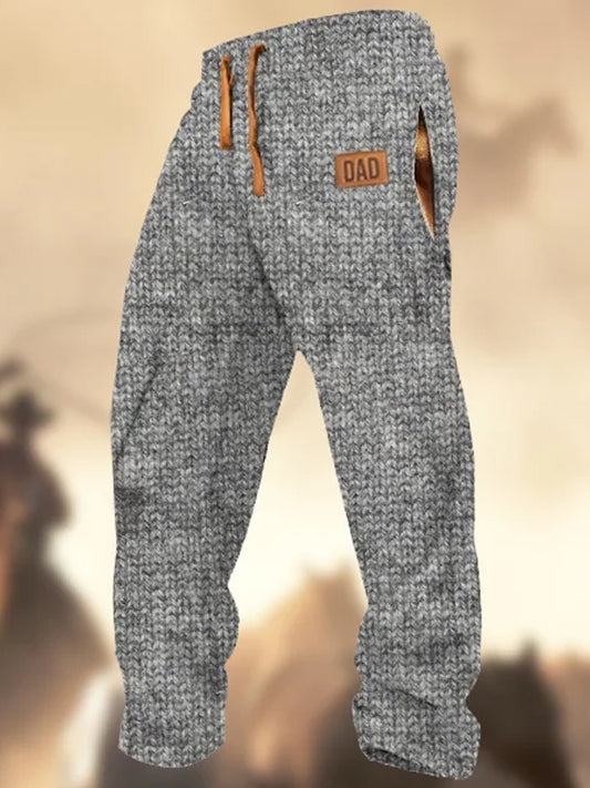 Rétro Cowboy Texture Motif Imprimer Western Village Chasse Logo Rayé Pantalon de Survêtement Décontracté