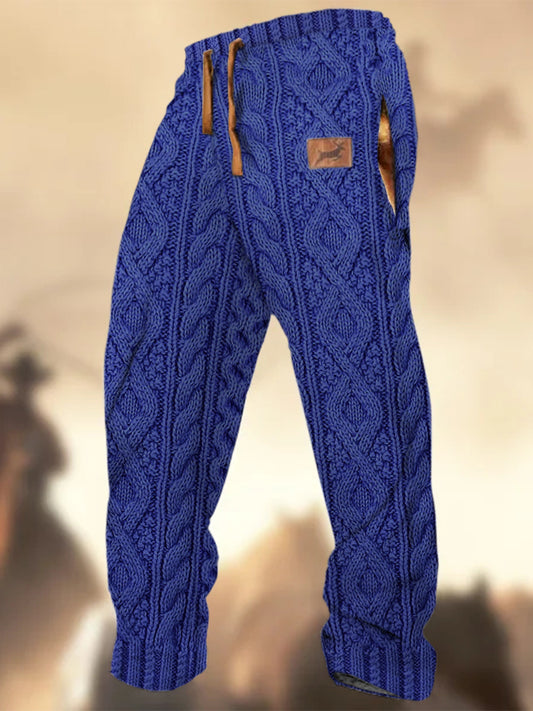 Pantalon de survêtement décontracté à rayures Logo de chasse Western Village à motif de texture rétro