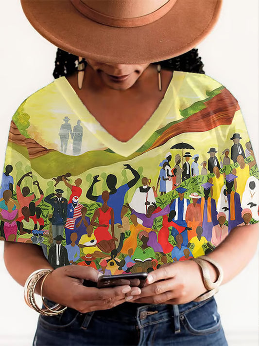 Juneteenth Cheer Freedom And Independence T-shirt à manches courtes pour femme