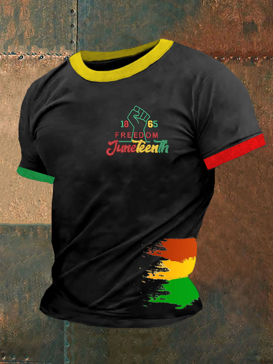 T-shirt à manches courtes imprimé Juneteenth 1865 pour homme